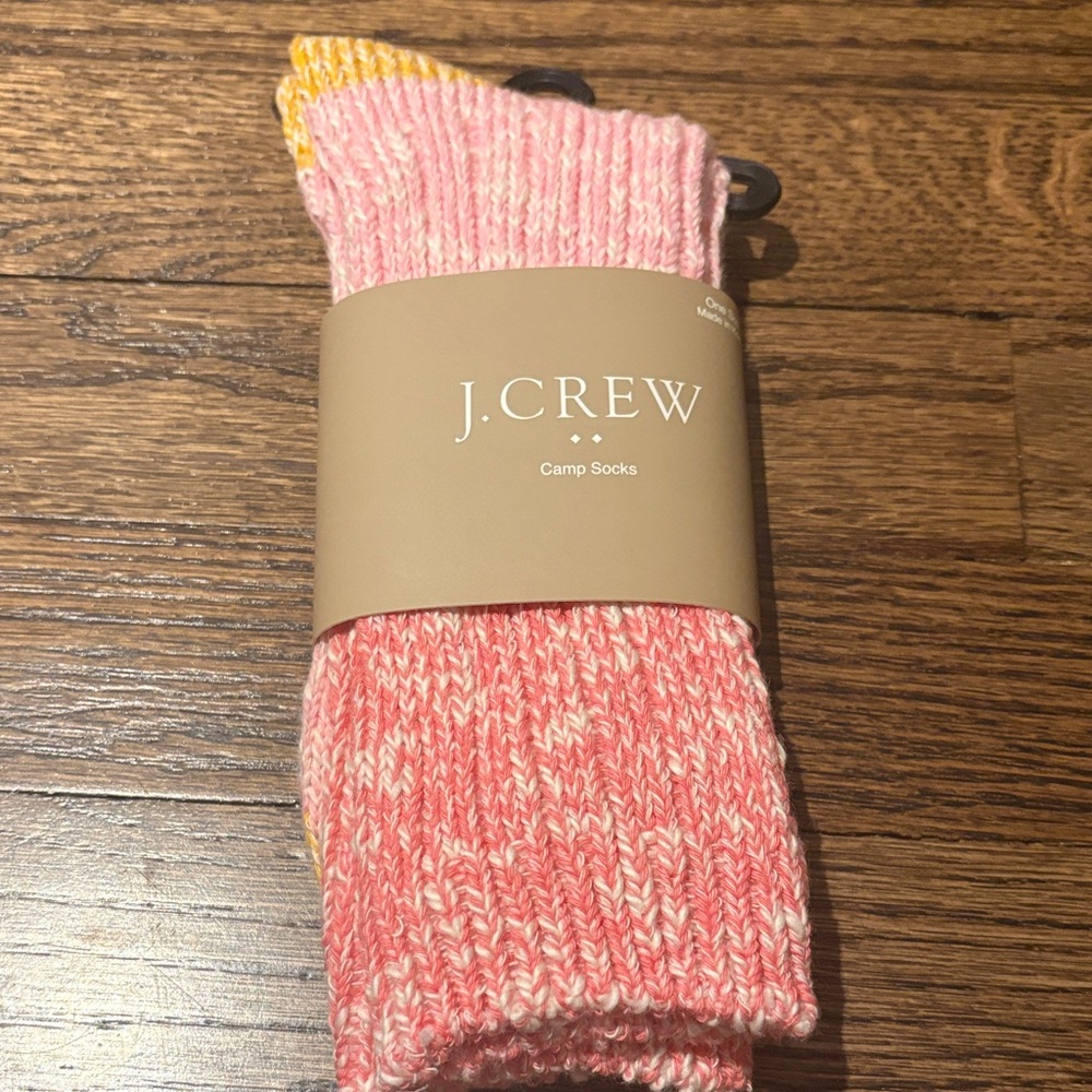 Color block Jcrew camp socks pink and yellow